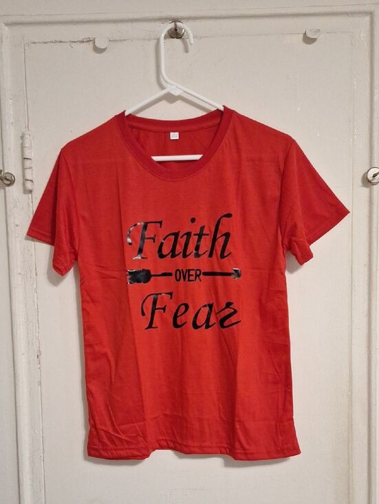 Unbranded Tops - Faith Over Fear Red Short Sleeve Tee